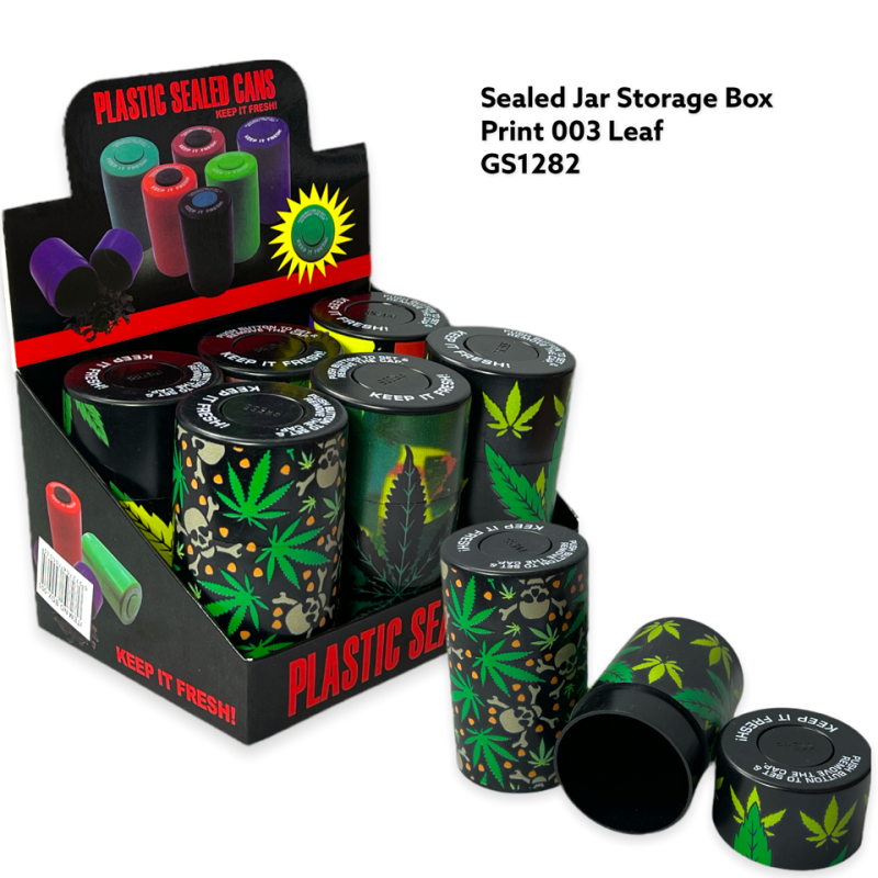 GS1282 - box 003 New Sealed Cans stash can Leaf