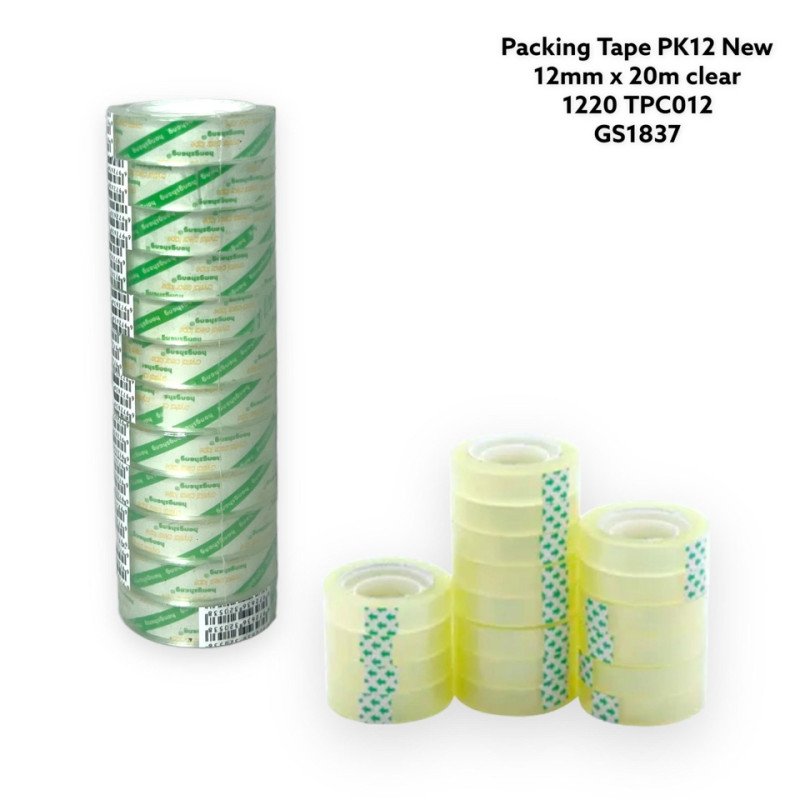 CLEAR TAPE NEW 1220 20M PK12 TPC012 - GS1837