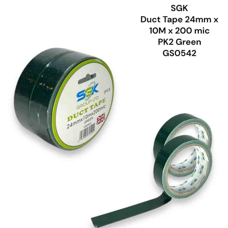 Duct Tape 24mm X 10m PK2 GREEN GS0542