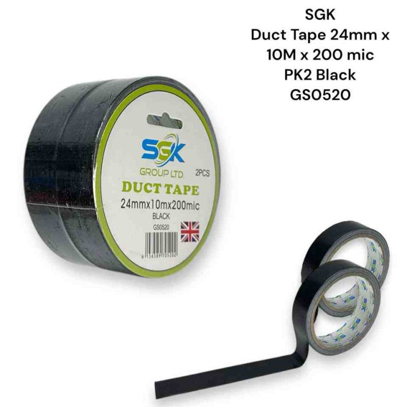Duct Tape 24mm X 10m PK2 BLACK GS0520