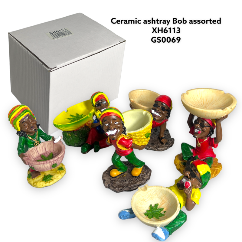 GS0069 - Ashtray Ceramic Big Mix Rasta Design ASH069 DA-005A-1