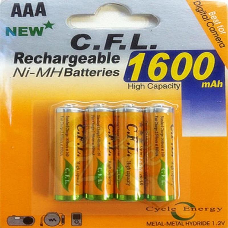 CFL AAA Rechargable Battery 1600mAh CFL AAA Pack of 4