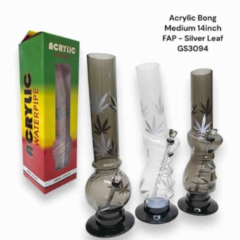 GS3094 - Acrylic Bong FAP Silver Leaf Mix 14inch