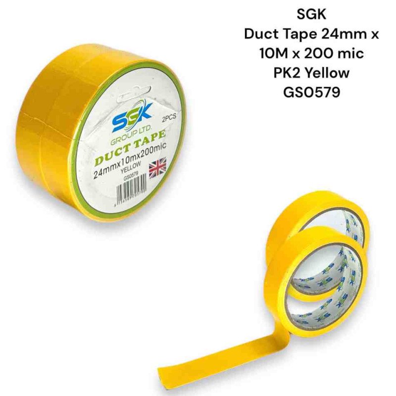 Duct Tape 24mm X 10m PK2 YELLOW GS0579