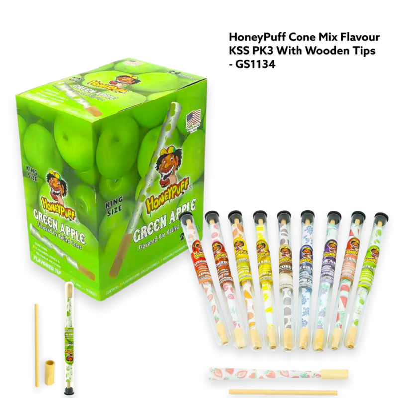 GS1134 - NEW HoneyPuff PK3 Flavoured PK24 WITH WOODEN TIPS