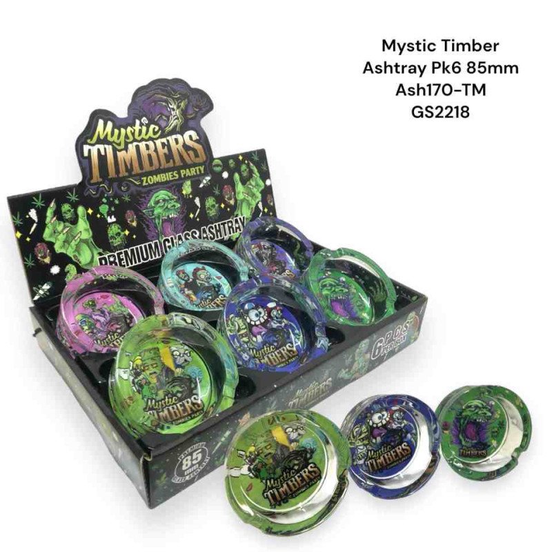 GS2218 - Ashtray - Mystic Tiber Glass Ashtray Pack Of 6 MIX New ASH170 - GS2218