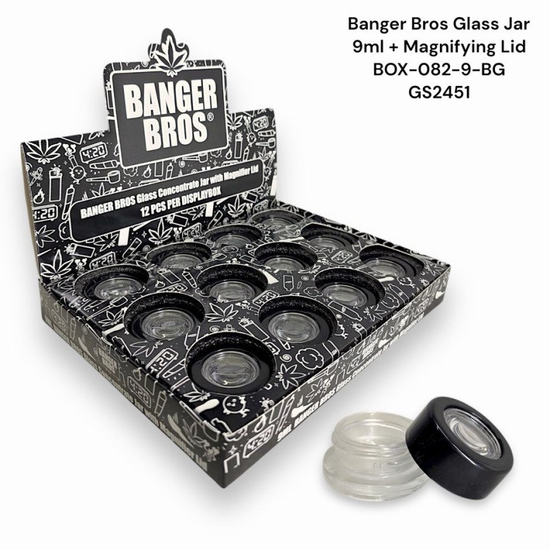 GS2451 - BANGER BROS GLASS JAR BOX082-9-BG 9ML PK12