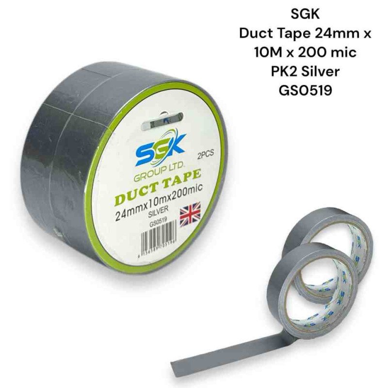 Duct Tape 24mm X 10m PK2 SILVER GS0519