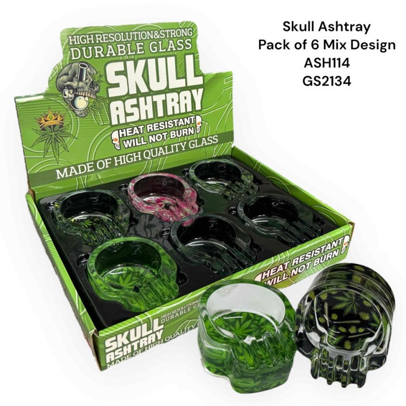 GS2134 - Ashtray mix leaf Glass Ashtray Pack Of 6 ASH114