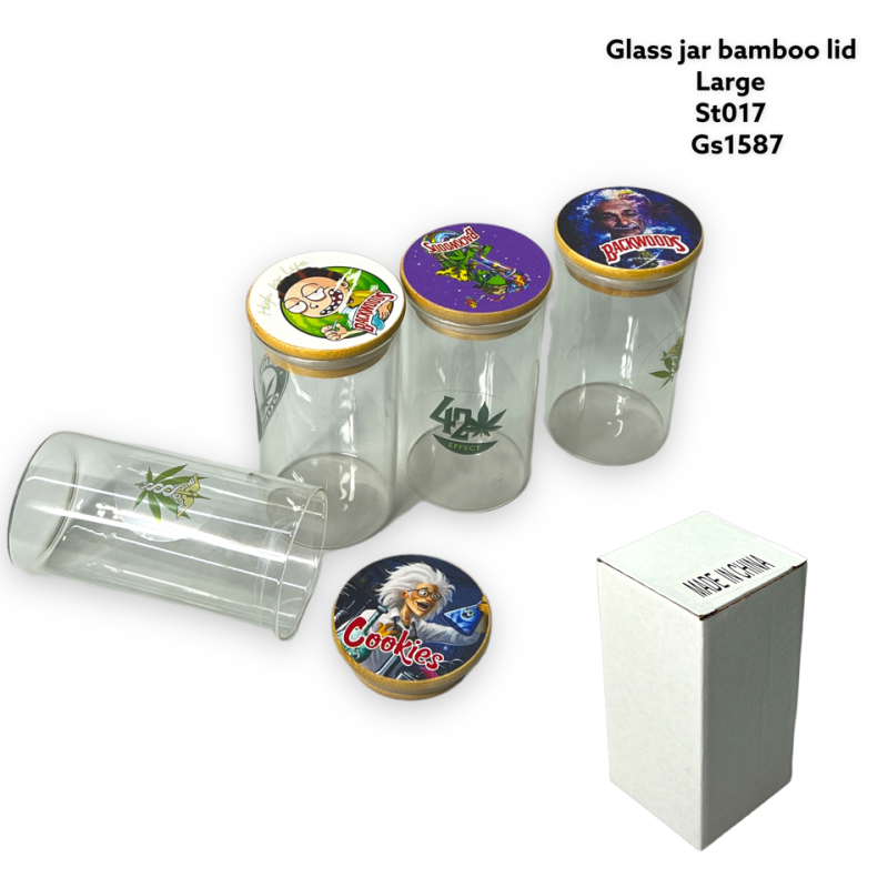 GS1587 - Bamboo Lid Glass Jar NEW ST017 017 -