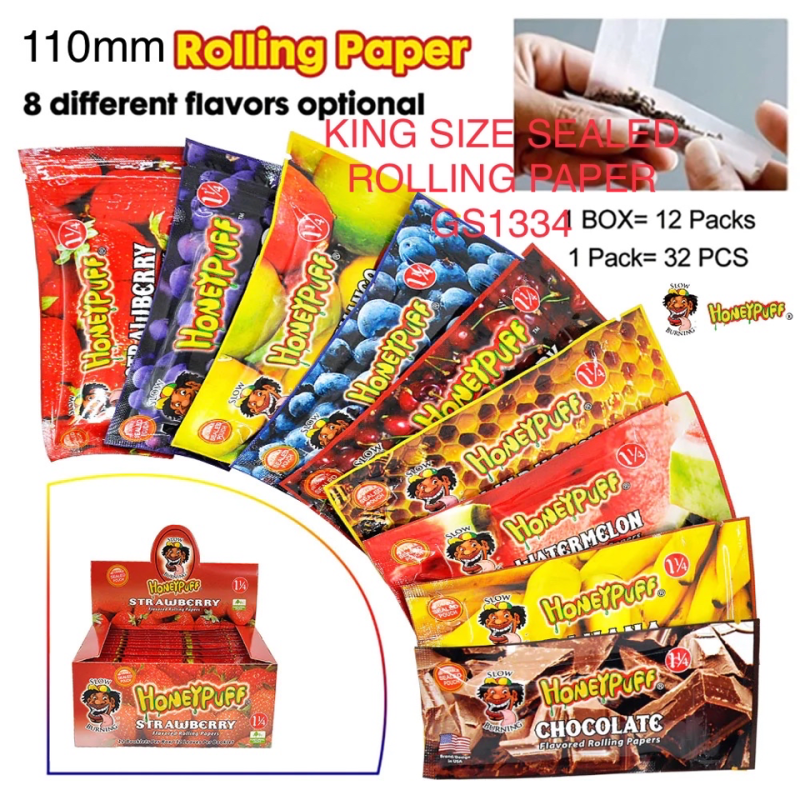 Honeypuff Flavoured Rolling Paper New Seal art p8021-110 Mix Flavour - GS1334