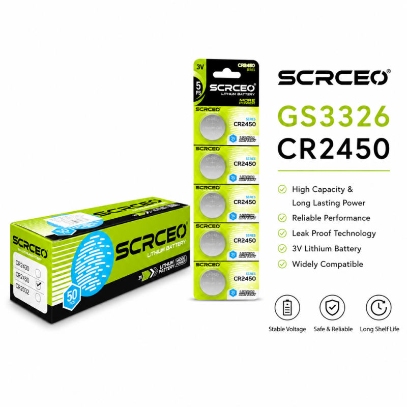 GS3326 - SCRCEO Lithium Battery 3.V CR2450 PK5