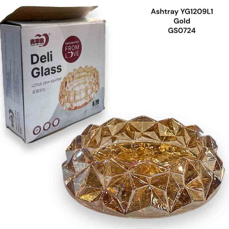 GS0724 - Glass Ashtray YG1209L Gold