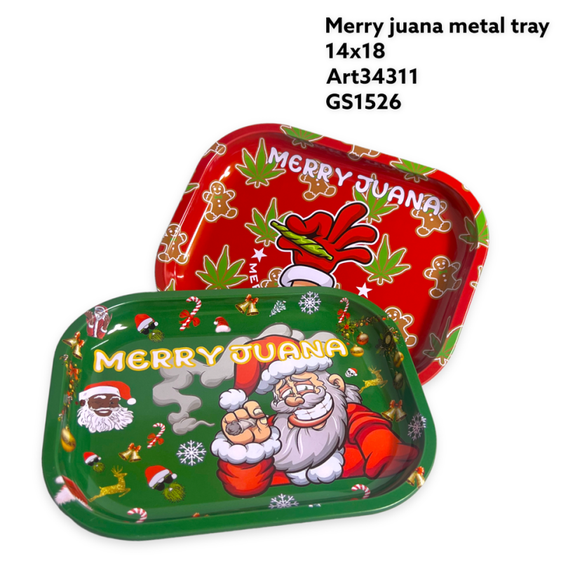 GS1526 - 34311 Metal Ash Tray MERRY JUANA 4X18