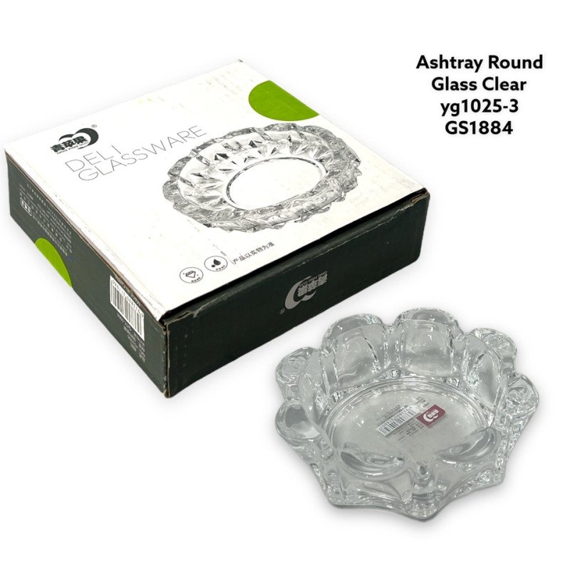 GS1884 - Glass Ashtray yg1025-3 CLEAR NEW
