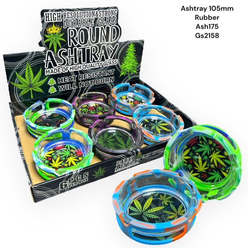 GS2158 - Ashtray - Leaf Glass Ashtray Pack Of 6 MIX New ASH 171 ASH175 RUBBER