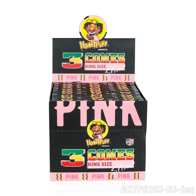 GS2226 - HONEYPUFF PINK PK3 KING SIZE CONE ARTP8203-05-FEN