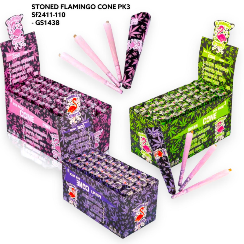 STONED FLAMINGO King Size Cone PK3 New 2411-110 SF - GS1438