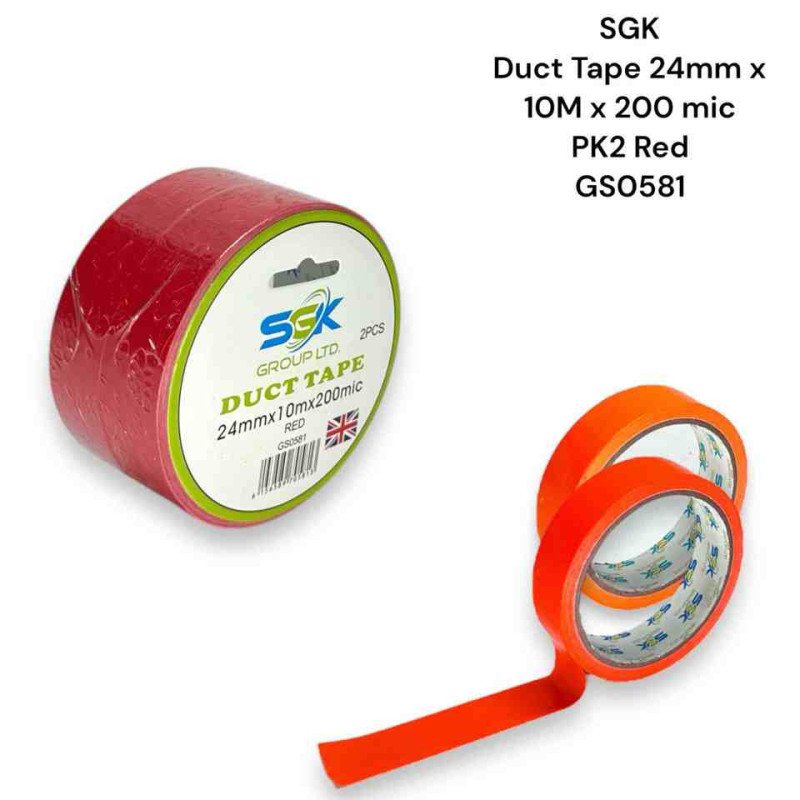 Duct Tape 24mm X 10m PK2 RED GS0581