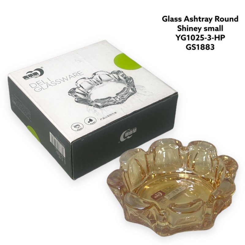 GS1883 - Glass Ashtray yg1025-3-hp iridecent shiny NEW