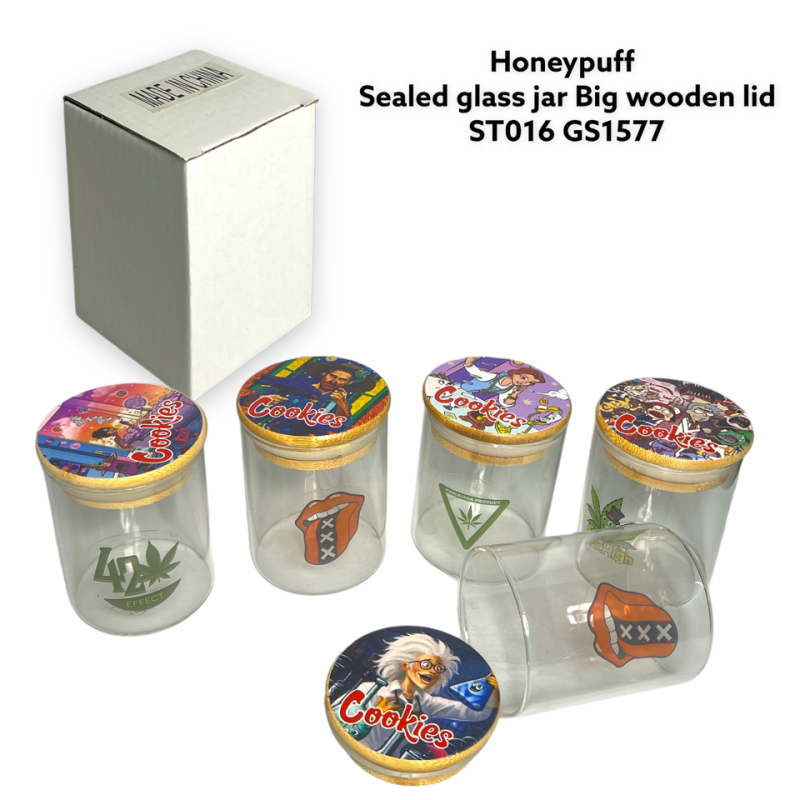 GS1577 - Bamboo Lid Glass Jar NEW ST016 016 -