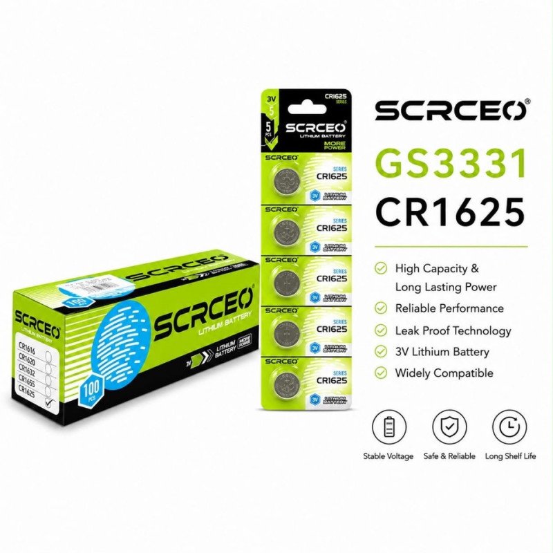 GS3331 - SCRCEO Lithium Battery 3.V CR1625 PK5