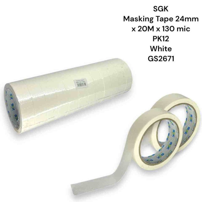 Masking Tape white Pk.12 24mm x 20m - gs2671
