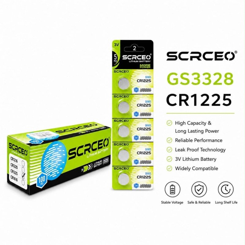 GS3328 - SCRCEO Lithium Battery 3.V CR1225 PK5