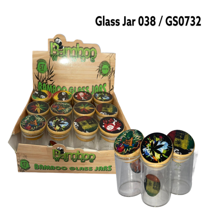 GS0732 - Bamboo Lid Glass Jar NEW -