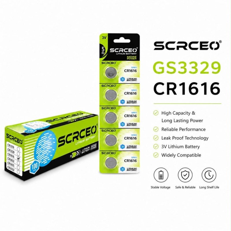 GS3329 - SCRCEO Lithium Battery 3.V CR1616 PK5