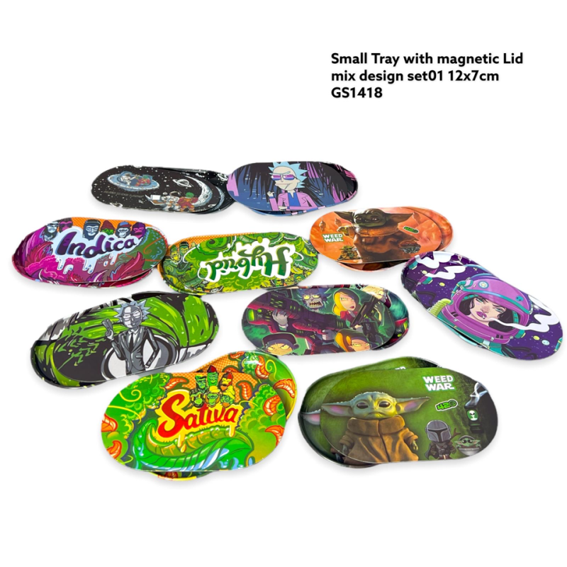 GS1418 - SET01 HONEYPUFF METAL TRAY WITH MAGNET COVER NEW SMALL 12X7CM