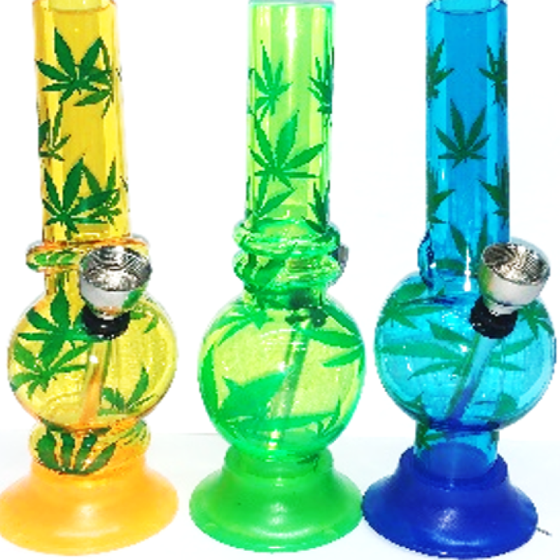 GS9915 - Acrylic Bong 9915SY 8inch Leaf Design Mixed Colour