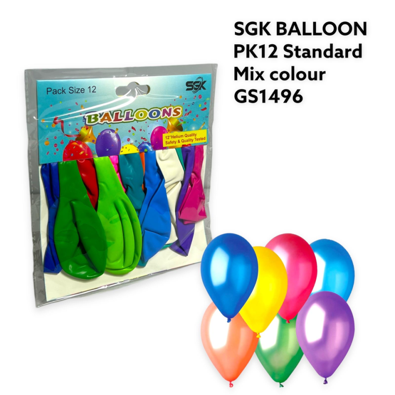 SGK BALLOON PACK OF 12 PK12 2.8G STANDARD - GS1496