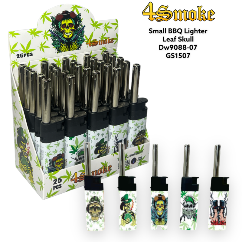 4 Smoke BBQ Lighter PK25 DW9088-07 LEAF SKULL - GS1507