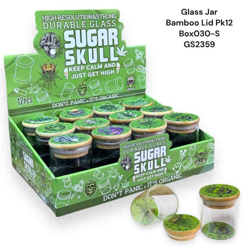 GS2359 - Sugar Skull Glass Jar NEW BOX 0308 box038-ss